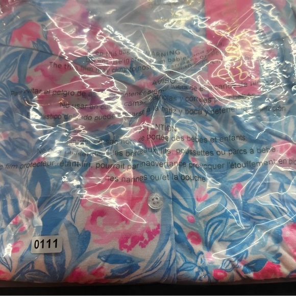 Lilly Pulitzer Pajama NWT PJ Long Sleeve Top Bondi Blue My Little Peony XSmall - Picture 10 of 10